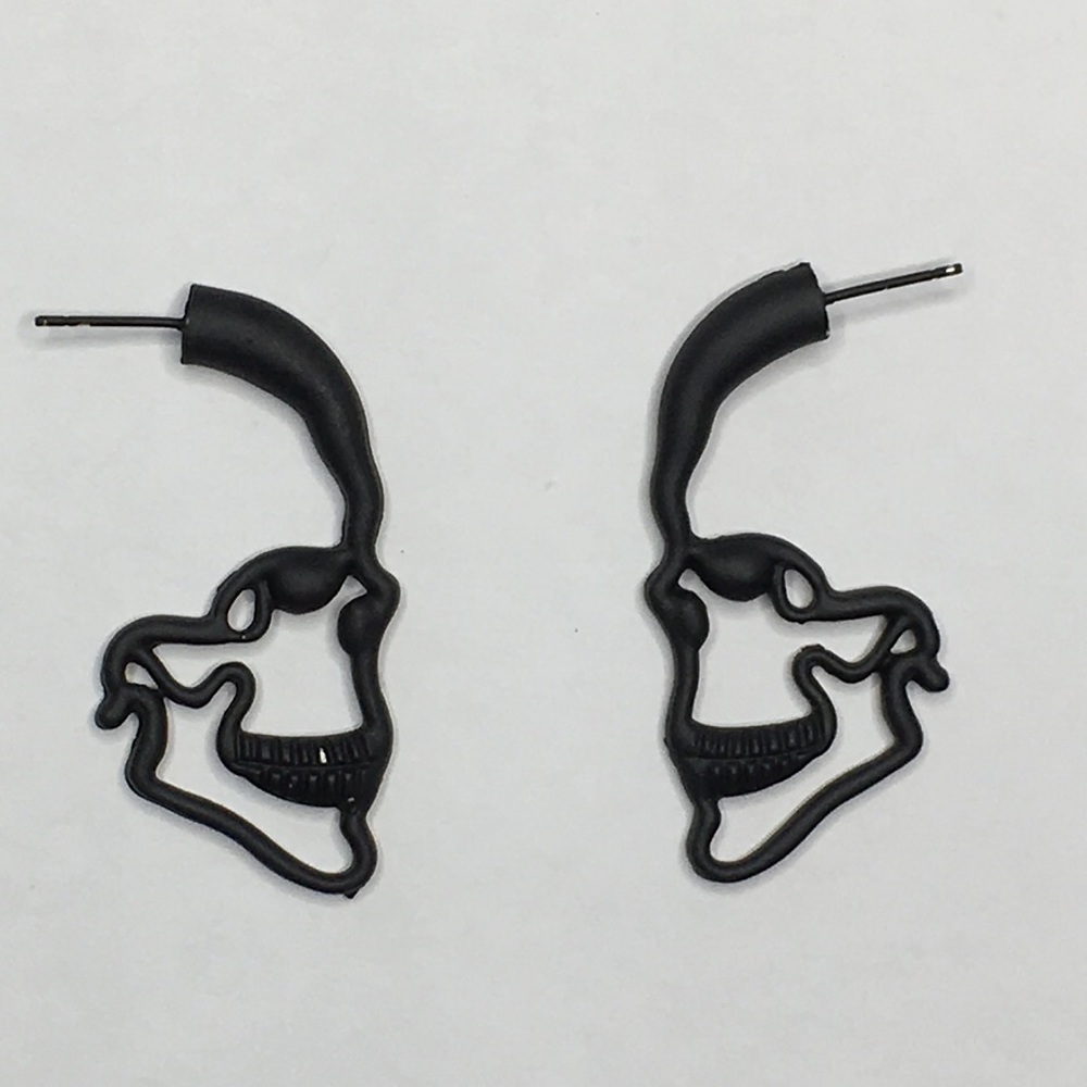 Black Silhouette Skull Earrings - Picture 8 of 8